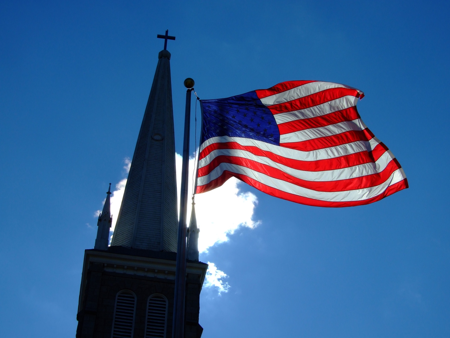 American Flag, Near The Steeple
